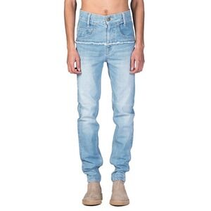 DADA Distressed Light Wash Denim Jeans Men's Slim Fit Casual Streetwear